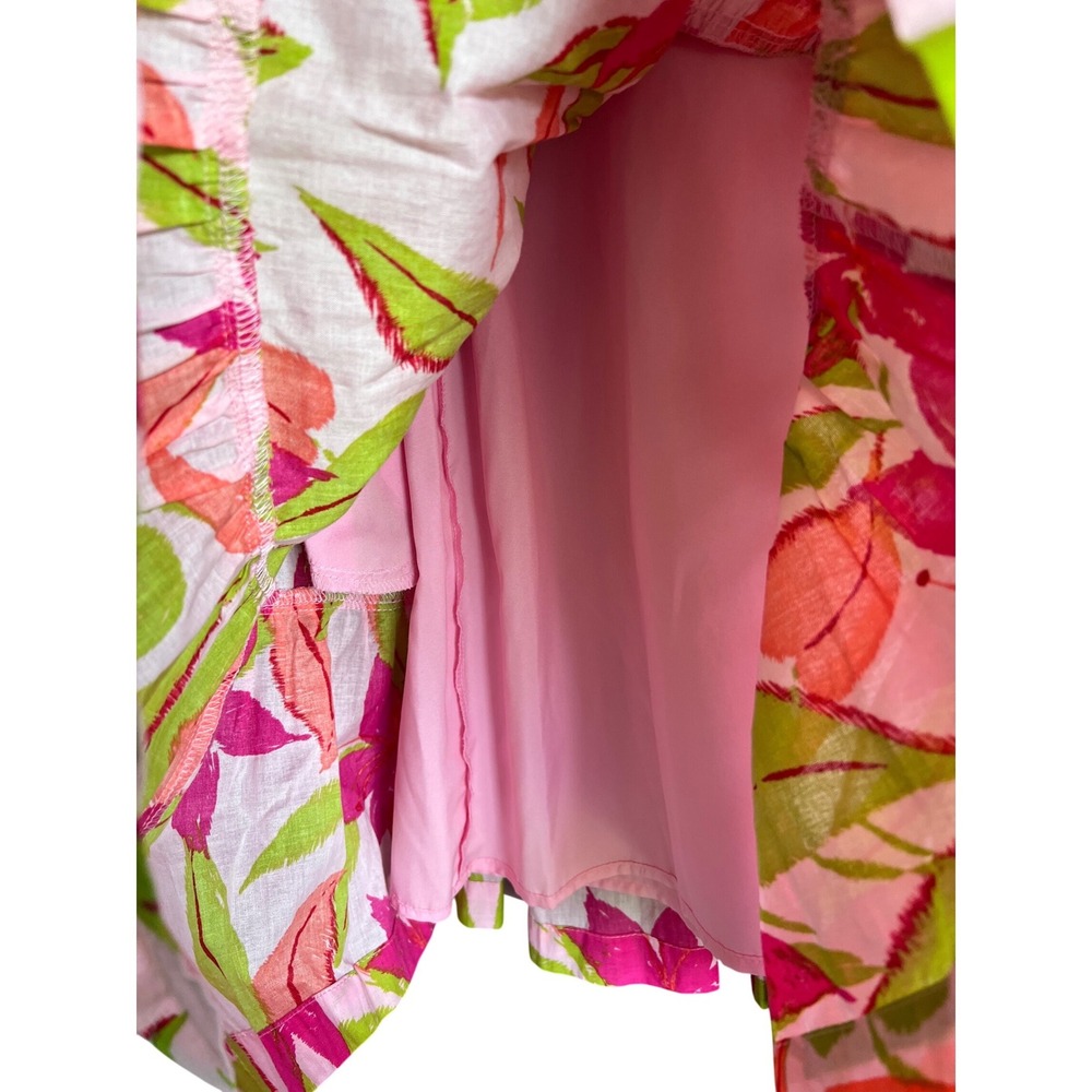 Taylor Pink Green Floral Ruffle Tiered Fit and Flare Dress Size Large NWT - Picture 7 of 9